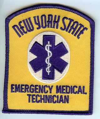 New York State DEFIBRILLATION Yellow Rocker Panel for Yellow EMT Patch 1990's 